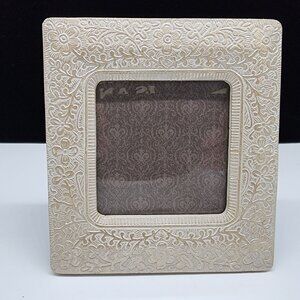 Ornate Floral Embossed Elegant Picture Frame 4x6" Beige By AGD Parisian Home